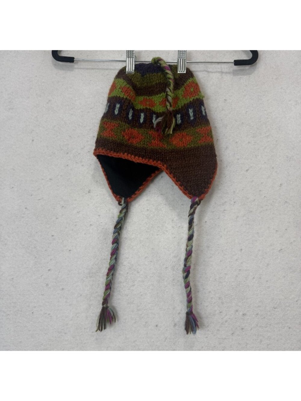Lakhay's Collection Hat Trapper Womens One Size Brown Wool Earflap Tassel Nepal